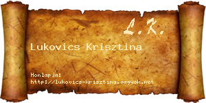 Lukovics Krisztina névjegykártya